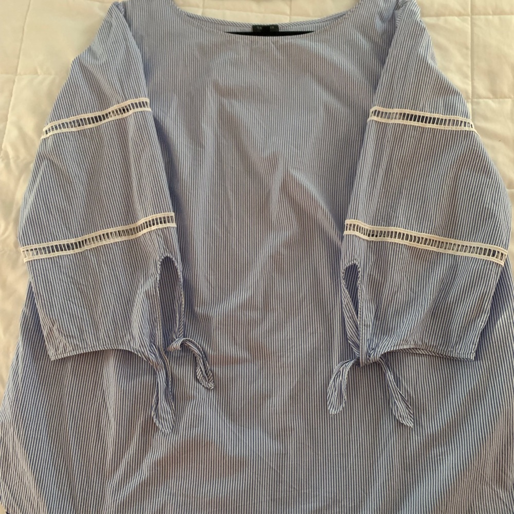 Talbots Blue and white striped blouse